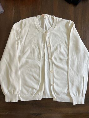 Crewcuts Ivory Button-Up Crewneck Cardigan